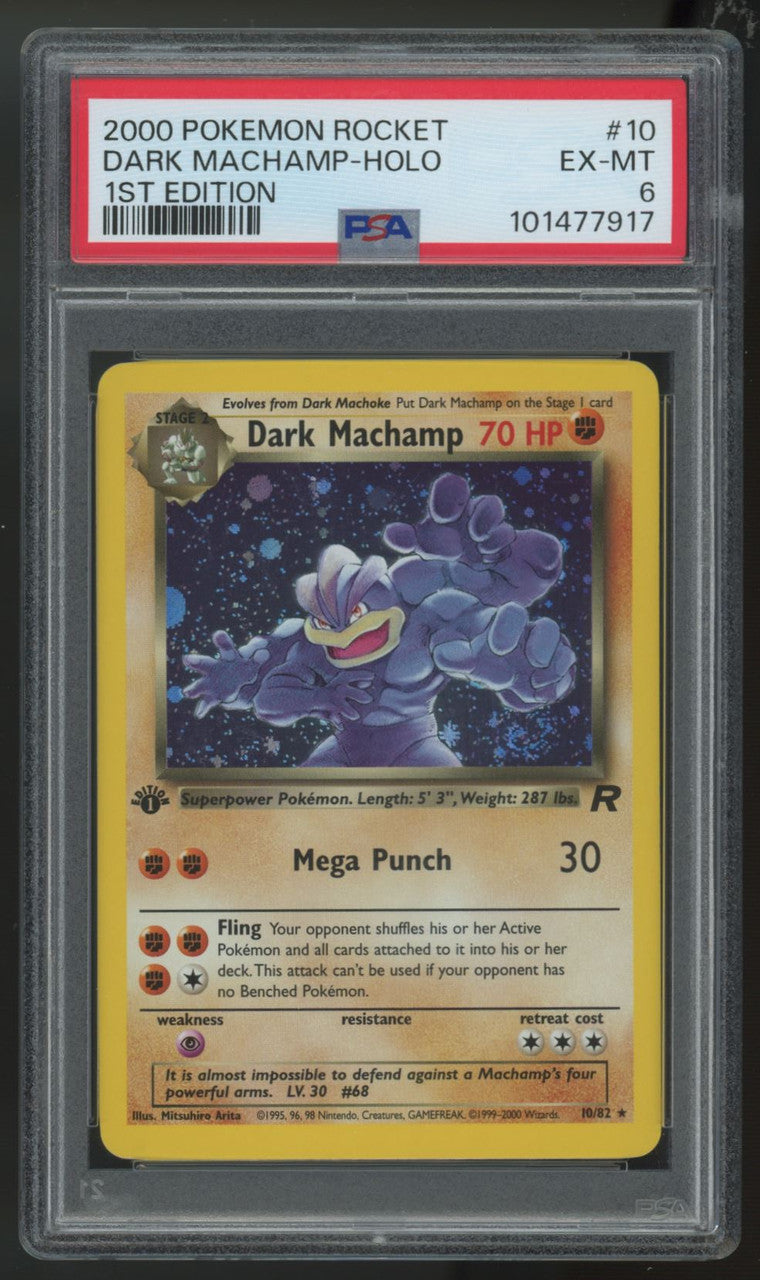 2000 Pokemon Dark Machamp Team Rocket 1st Edition Holo #10 PSA 6