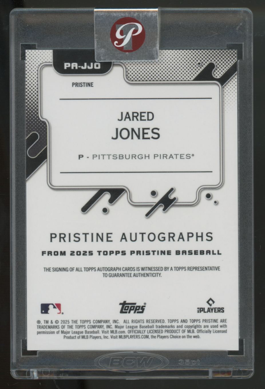 2025 Topps Pristine Jared Jones Blue Refractor Auto /75 #PP-JJO
