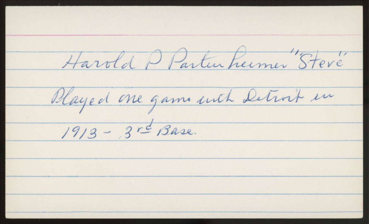 Harold Steve Partenheimer Signed Autographed Index Card JSA