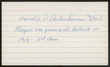 Harold Steve Partenheimer Signed Autographed Index Card JSA
