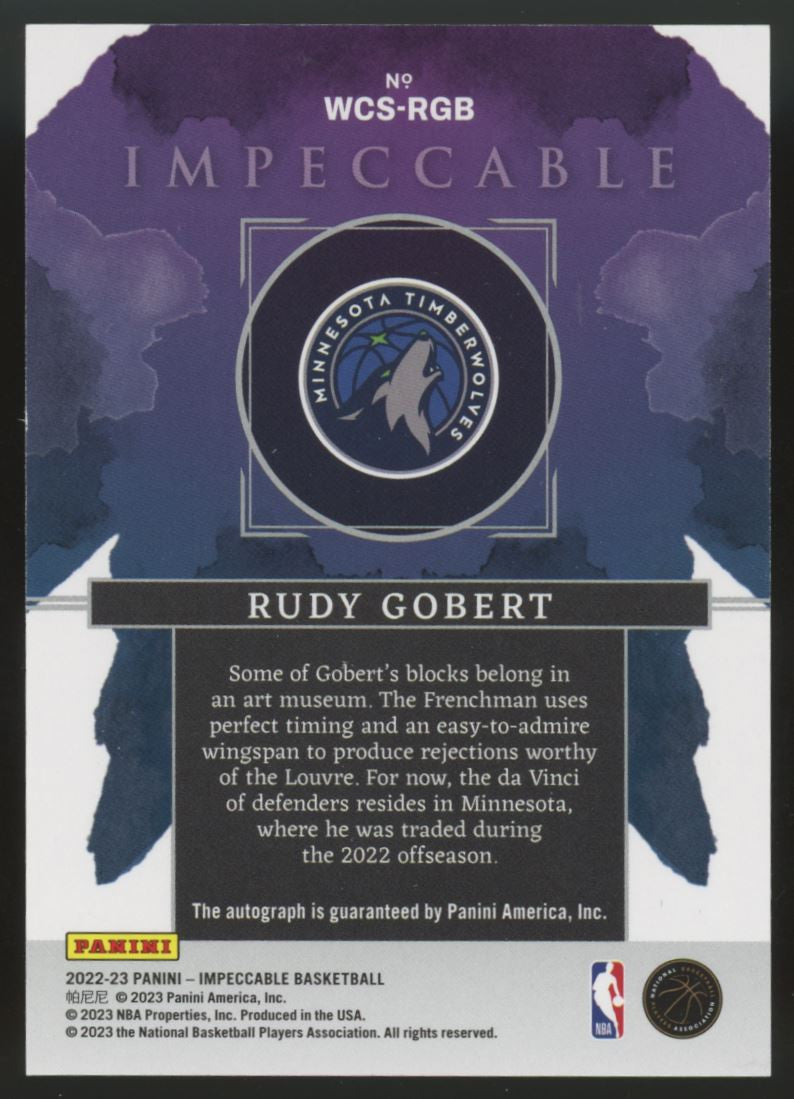 2022-23 Impeccable Rudy Gobert Water Color Auto Red /8 #WCS-RGB