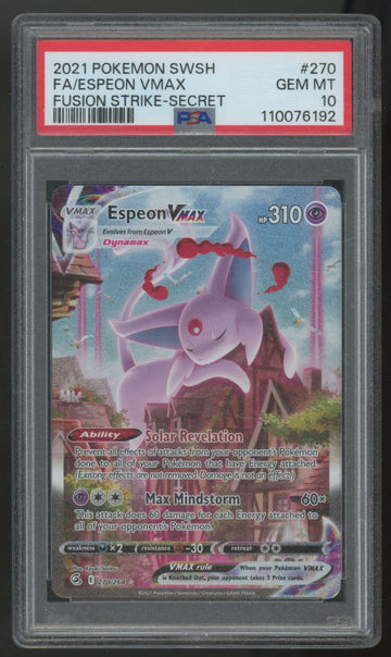 2021 Pokemon Espeon VMax Fusion Strike Secret Rare #270 PSA 10