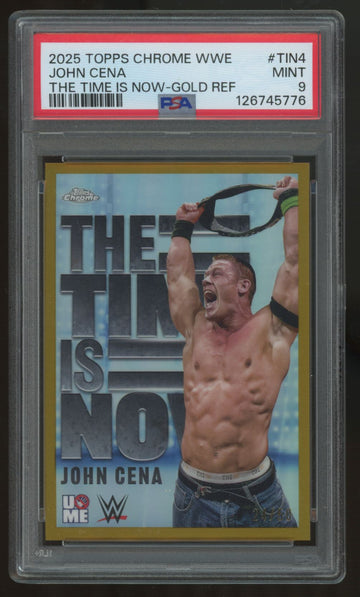 2025 Topps Chrome WWE John Cena The Time Is Now Gold Refractor /50 #TIN-4 PSA 9