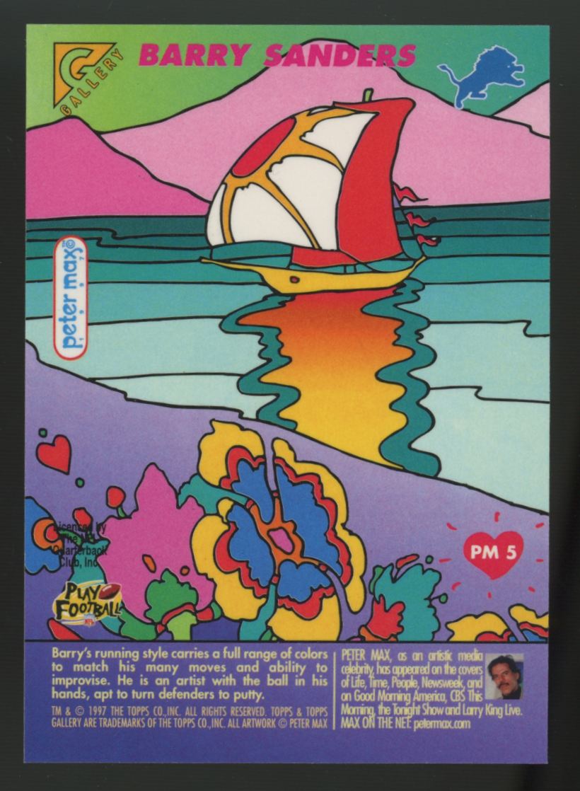 1997 Topps Gallery Barry Sanders Peter Max Serigraphs #PM5 "A"