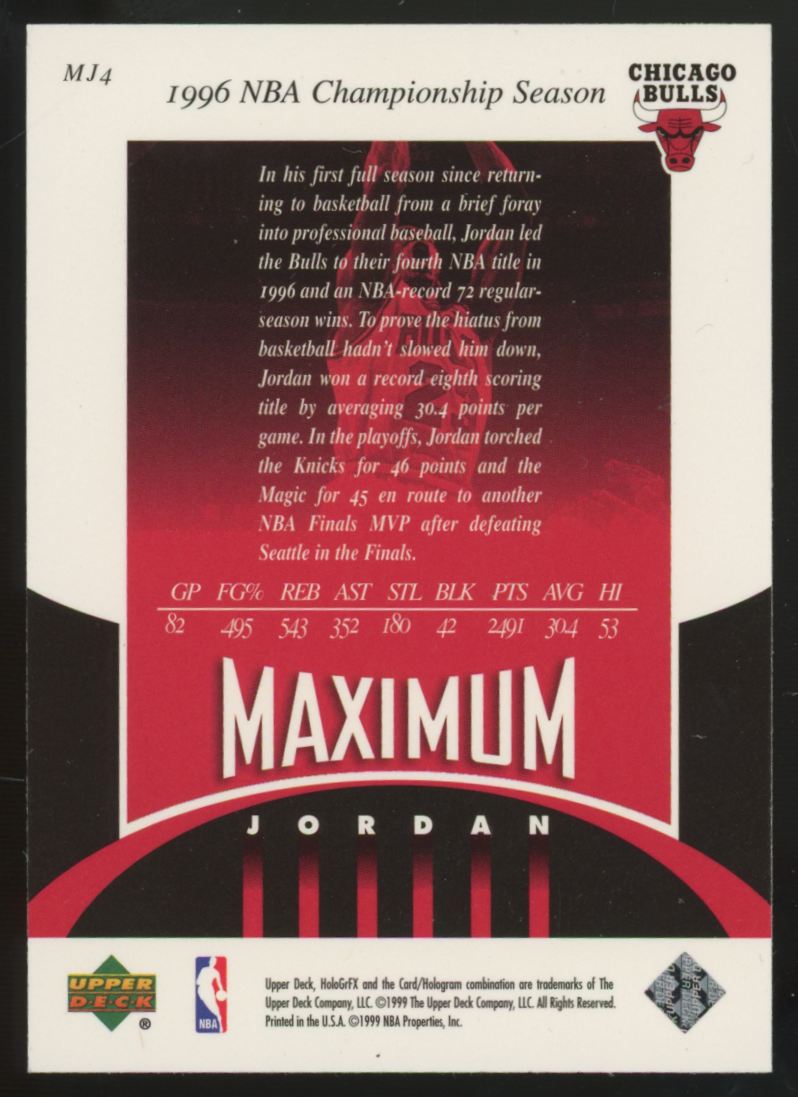 1999-00 Upper Deck HoloGrFX Michael Jordan Maximum #MJ4