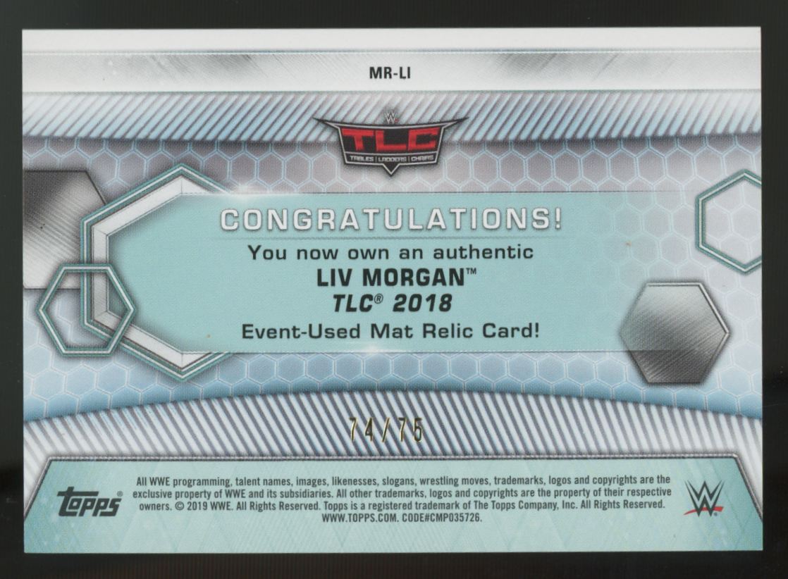 2019 Topps WWE Women's Division Liv Morgan Bronze TLC Mat Relic /75 #MR-LI