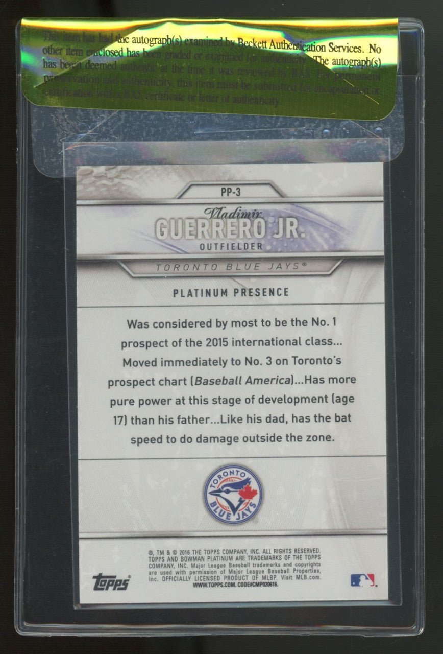 2016 Bowman Platinum Vladimir Guerrero Jr. Presence #PP-3 Signed Autographed BAS