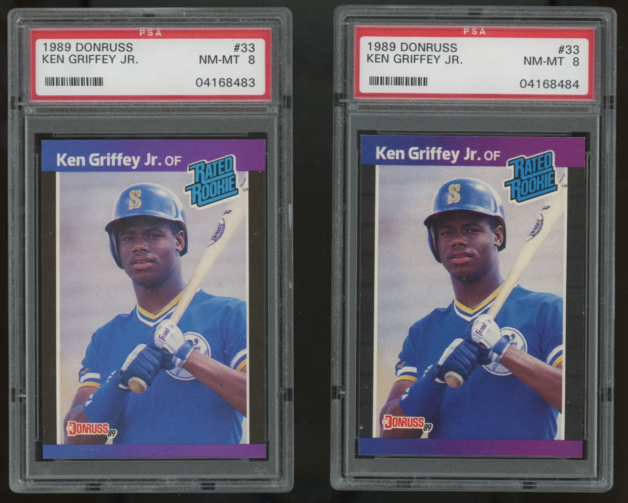 1989 Donruss Ken Griffey Jr. RC Rated Rookie #33 PSA 8 Lot of 10