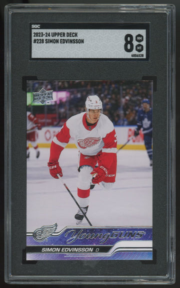 2023-24 Upper Deck Series One Simon Edvinsson RC Young Guns #228 SGC 8