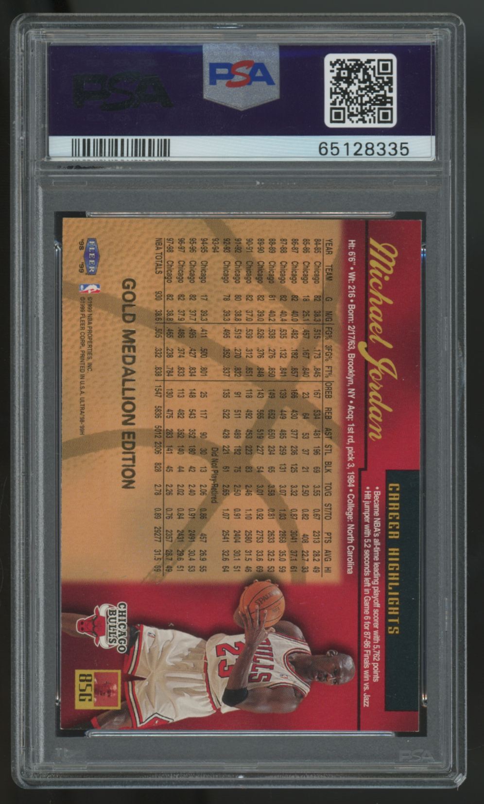 1998-99 Fleer Ultra Michael Jordan Gold Medallion #85G PSA 8