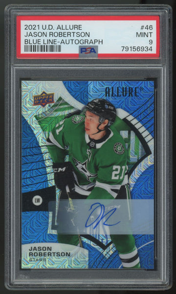 2021-22 Upper Deck Allure Jason Robertson Blue Line Auto /35 #46 PSA 9