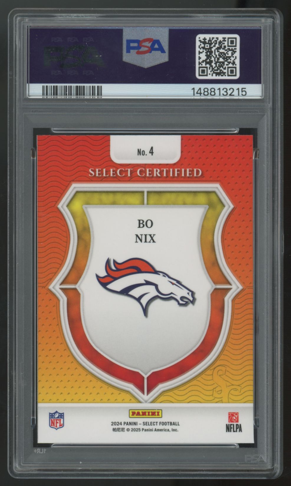 2024 Panini Select Bo Nix RC Certified Rookie #4 PSA 10