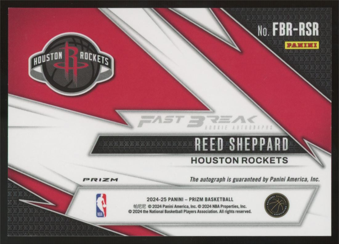 2024-25 Panini Prizm Reed Sheppard RC Disco Fast Break Auto #FBR-RSR