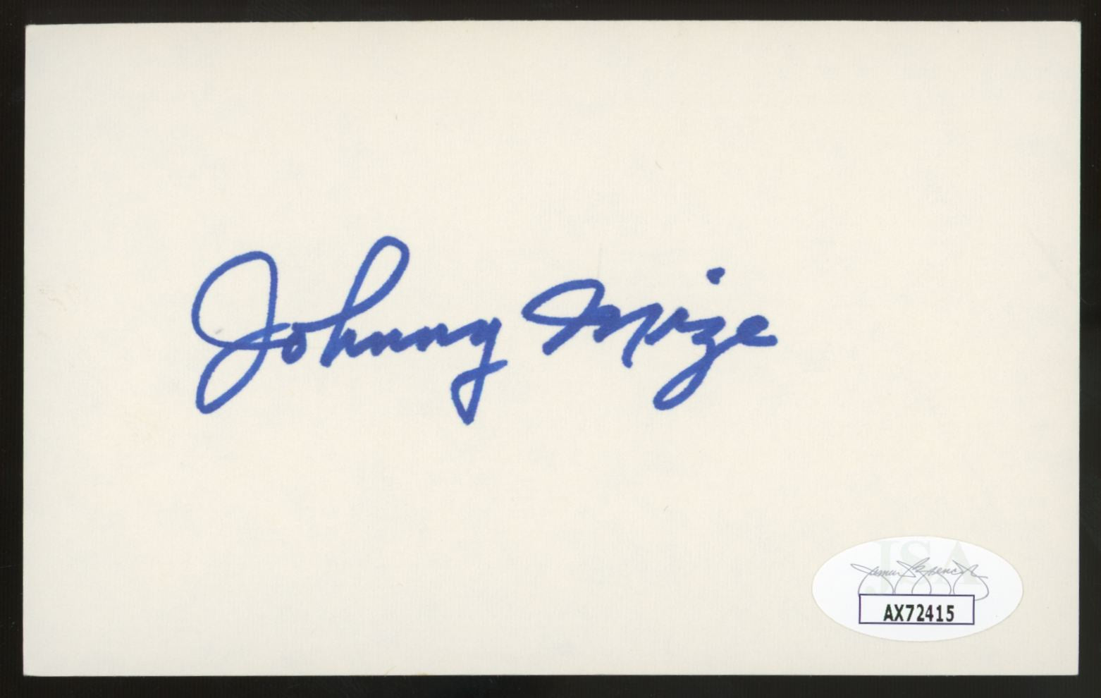 1979 Johnny Mize Signed Autographed Index Card JSA Authentic