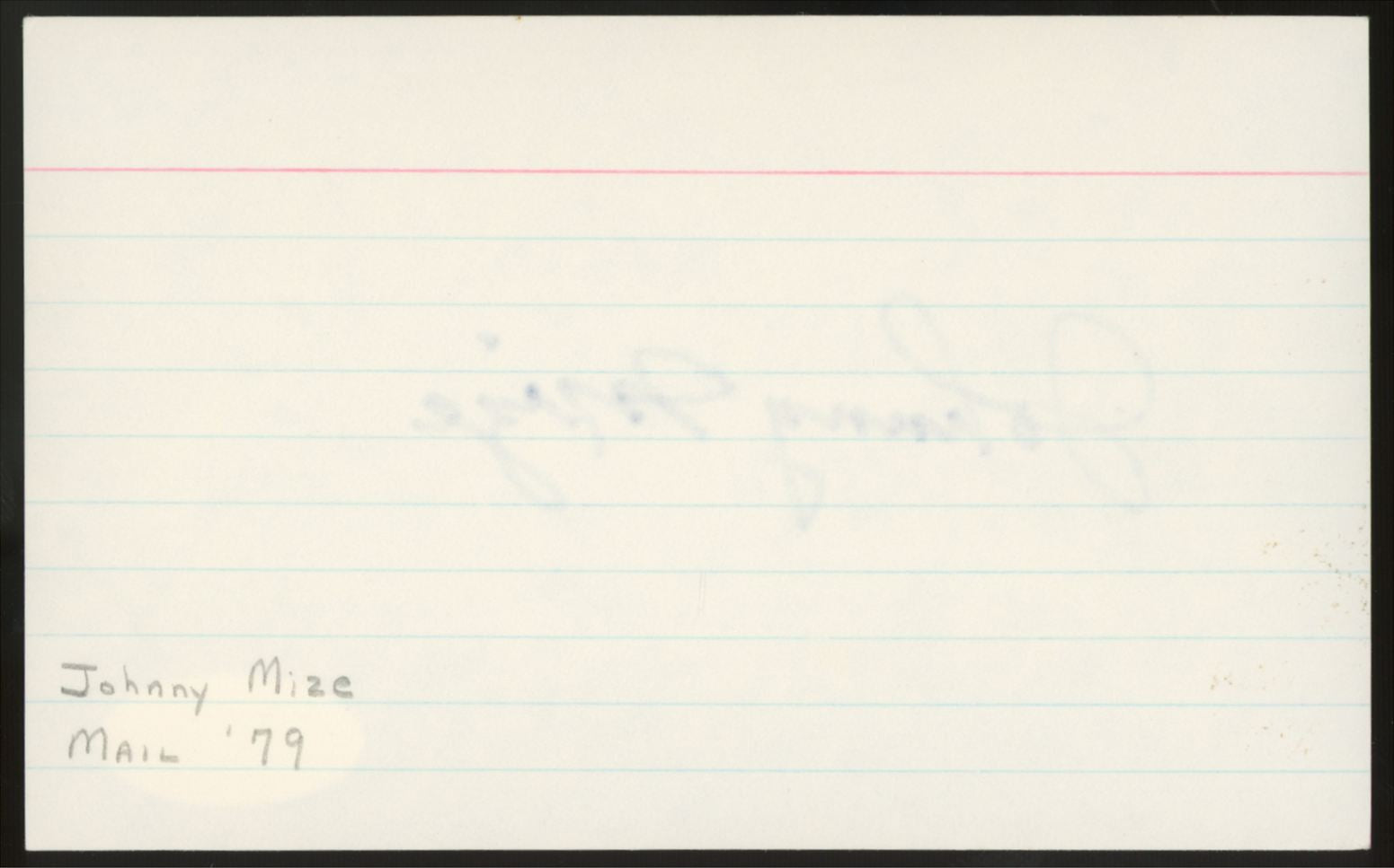 1979 Johnny Mize Signed Autographed Index Card JSA Authentic