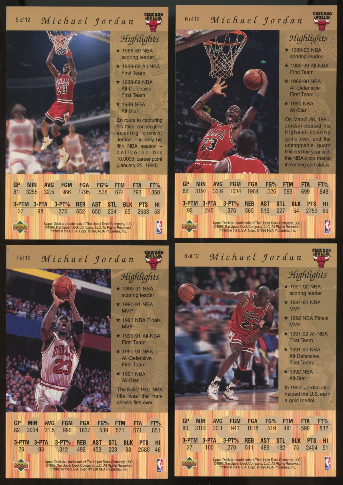 1998-99 Upper Deck Michael Jordan Gatorade Complete Set (12/12)