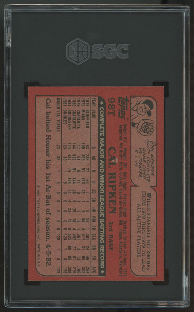 1982 Topps Traded Cal Ripken Jr. RC #98T SGC 8.5