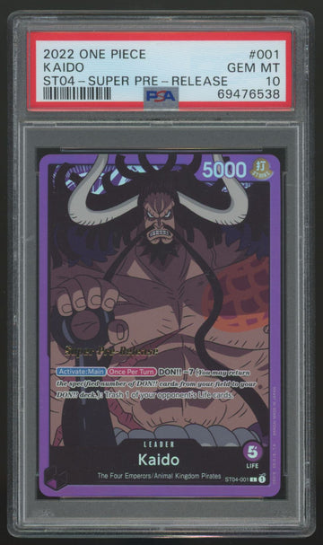 2022 One Piece Kaido ST04 Super Pre-Release Holo #001 PSA 10