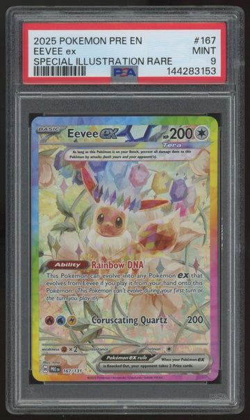 2025 Pokemon Eevee ex Prismatic Evolutions SIR #167 PSA 9