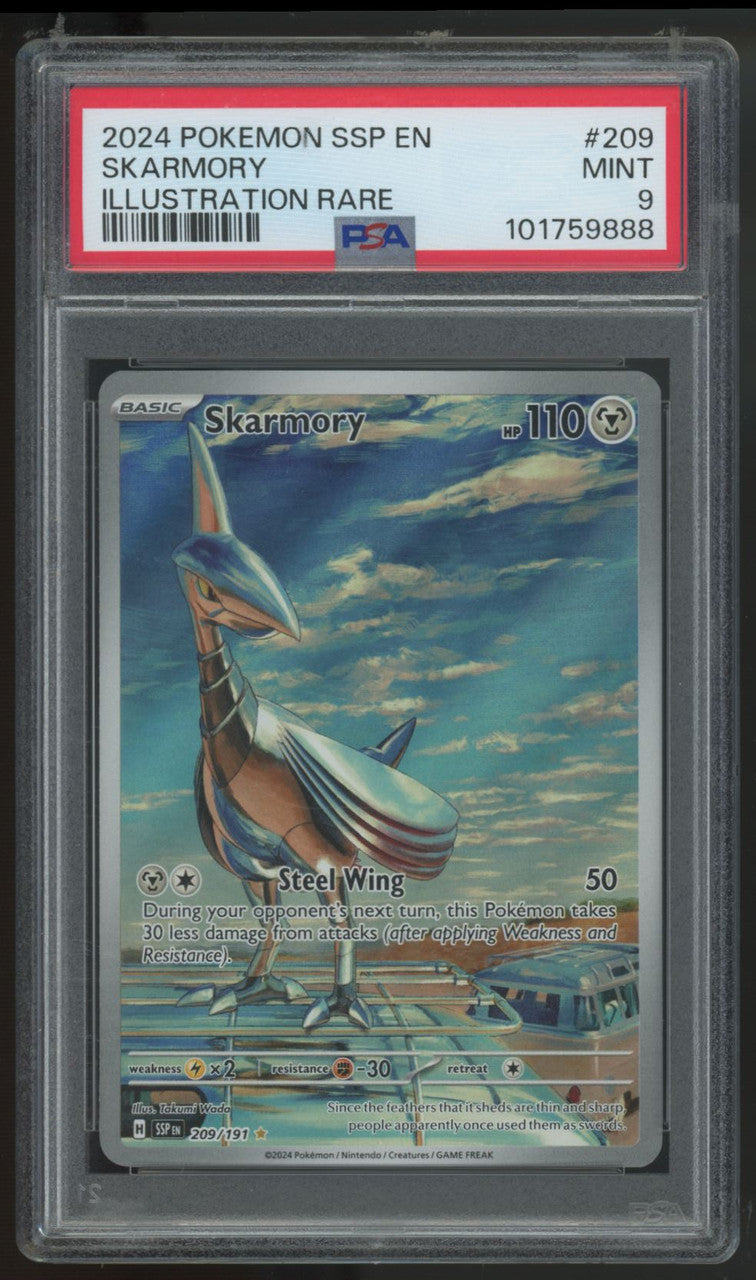 2024 Pokemon Skarmory Surging Sparks Illustration Rare #209 PSA 9
