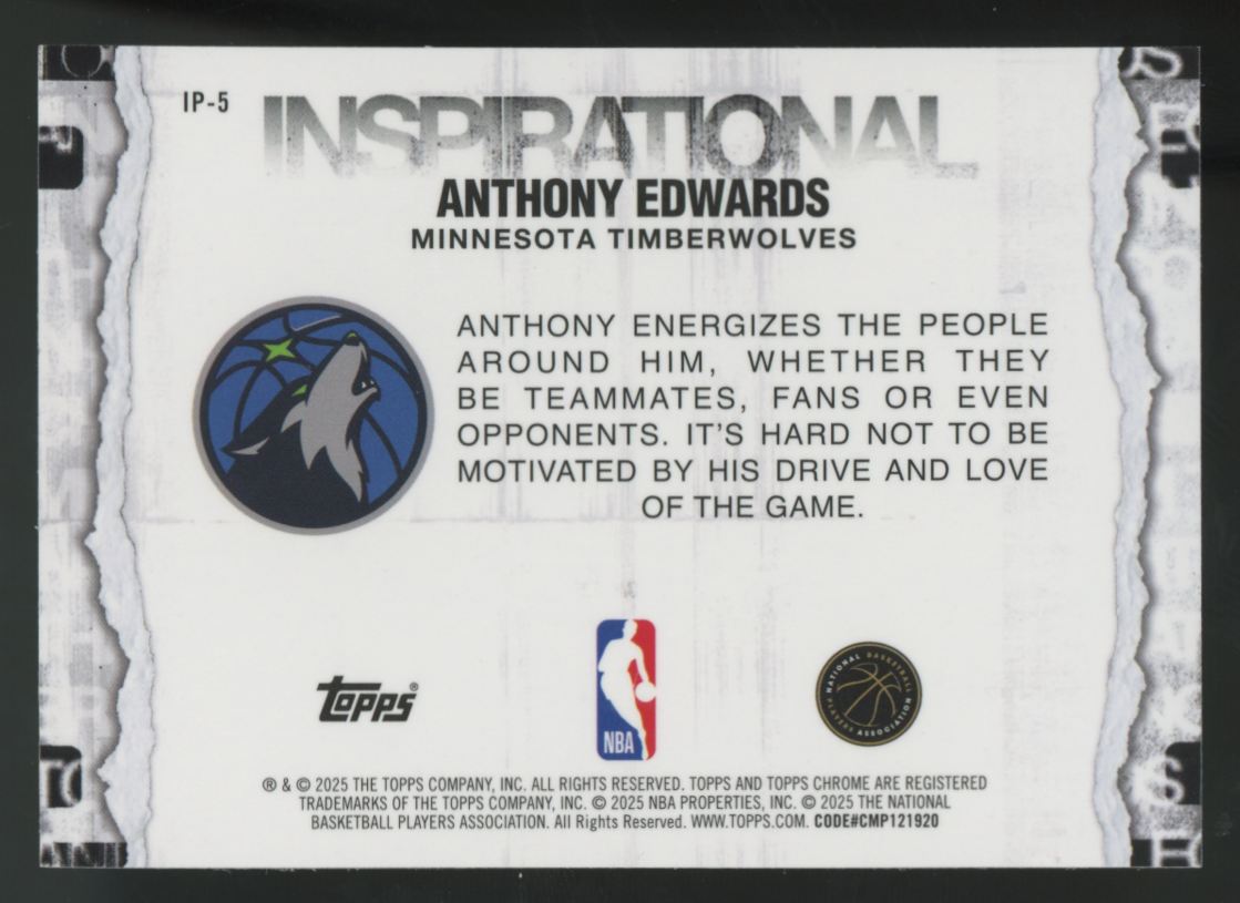 2025-26 Topps Chrome Anthony Edwards Aqua Ball Don't Lie /199 #IP-5