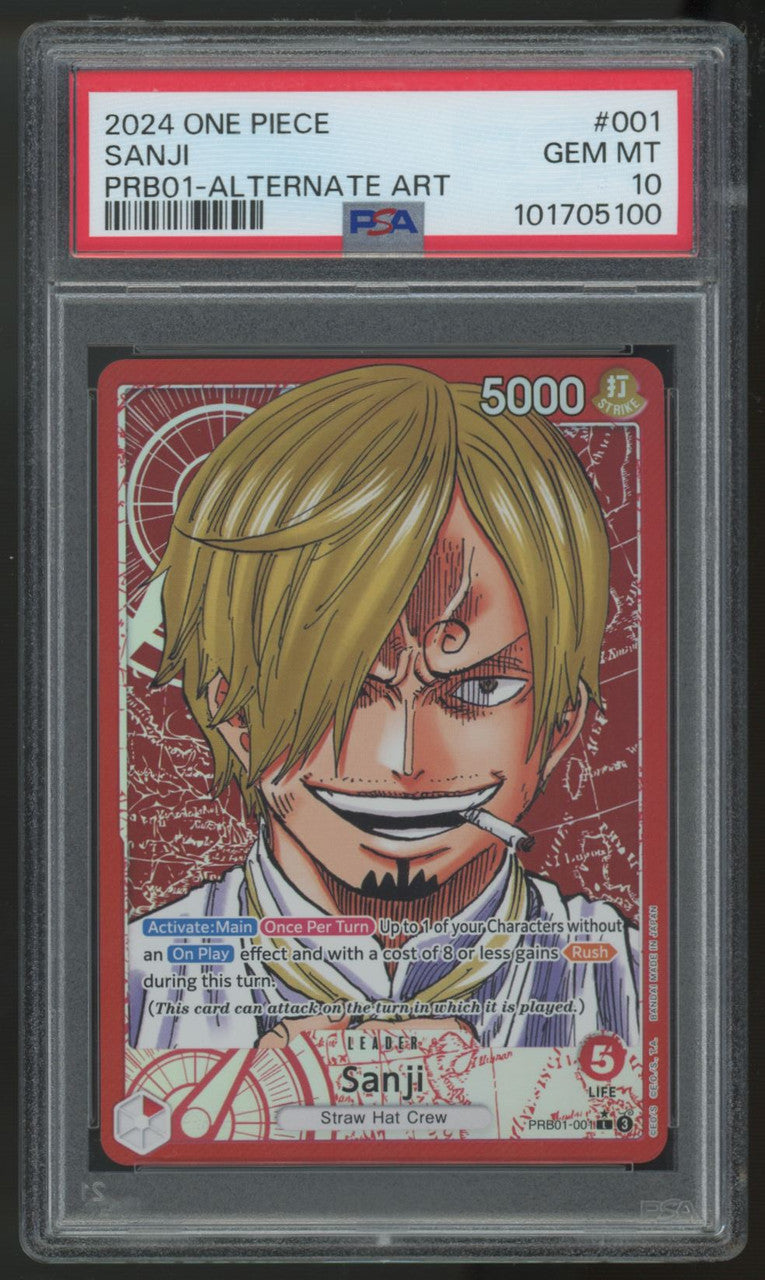 2024 One Piece Sanji PRB01 Alt Art Leader #001 PSA 10