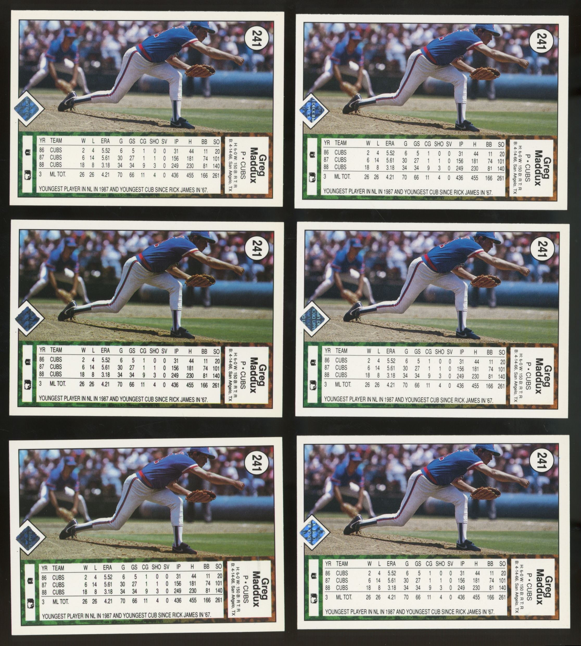 1989 Upper Deck Greg Maddux #241 (Lot of 50)