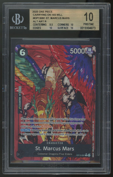 2025 One Piece St. Marcus Mars OP13 Alt Art #091 BGS 10