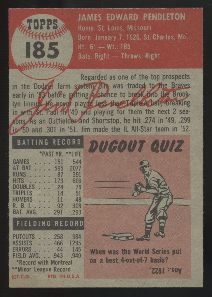 1953 Topps Jim Pendleton #185 EX