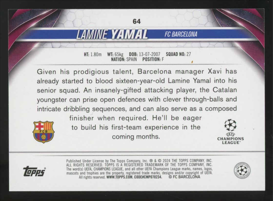 2023-24 Topps UEFA Club Competitions Lamine Yamal RC #64