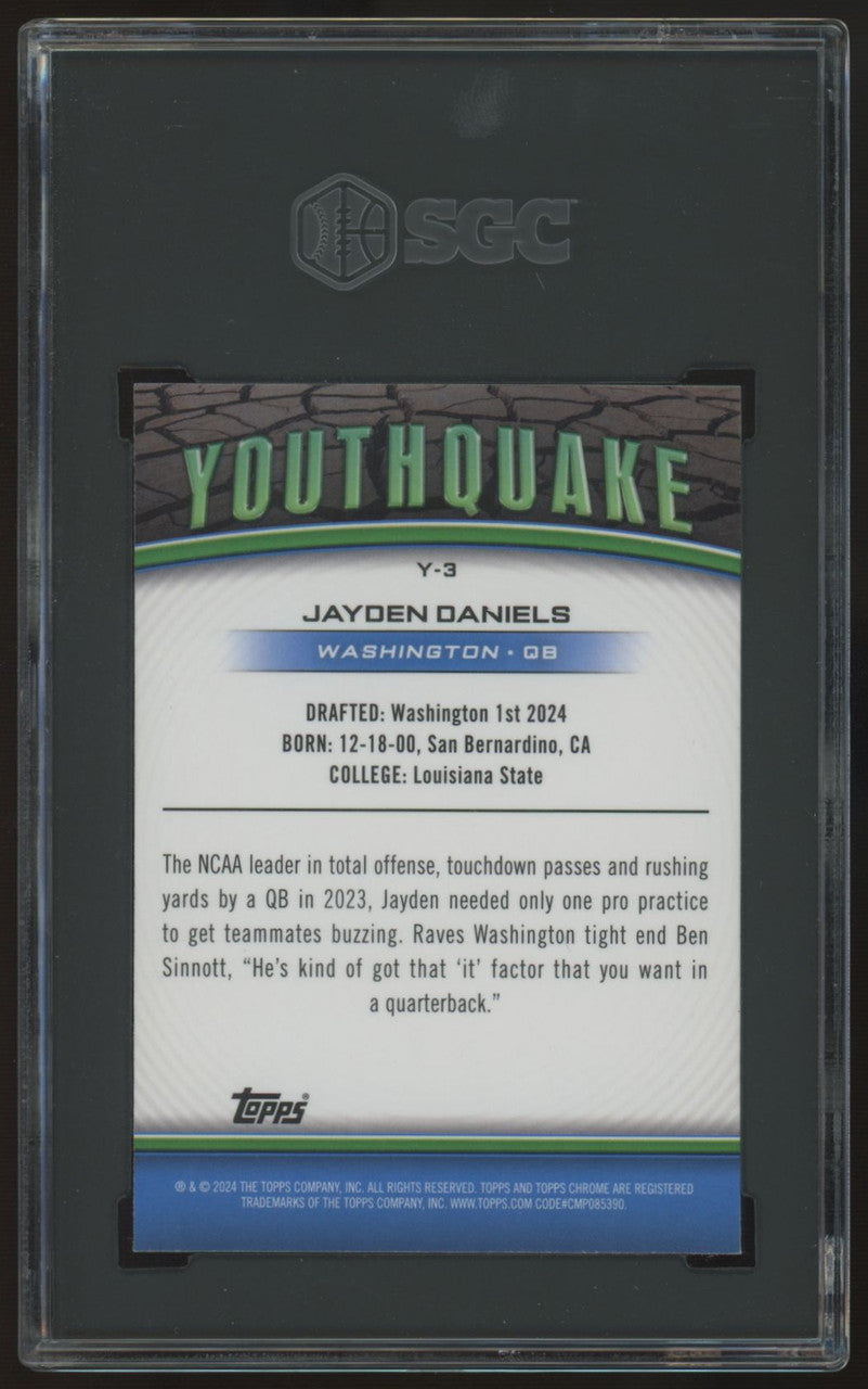 2024 Topps Chrome Jayden Daniels RC Youthquake Lazer Refractor #Y-3 SGC 10