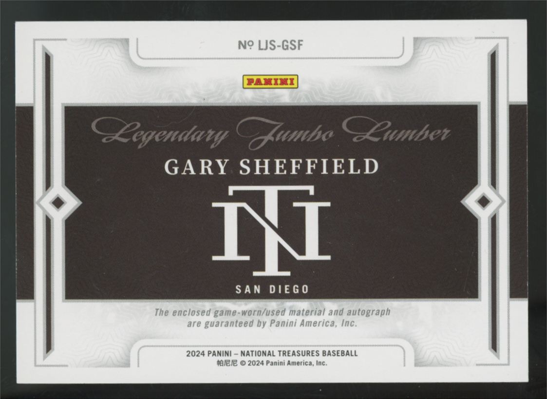 2024 National Treasures Gary Sheffield Legendary Jumbo Lumber Auto Relic /25