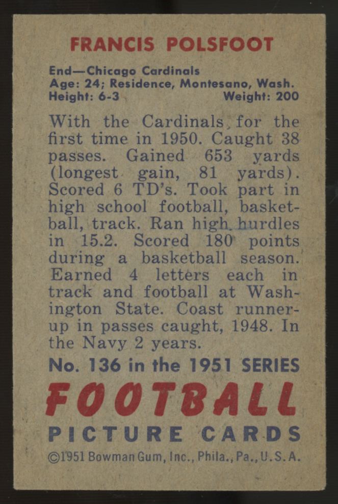 1951 Bowman Francis Polsfoot #136 EX-MT