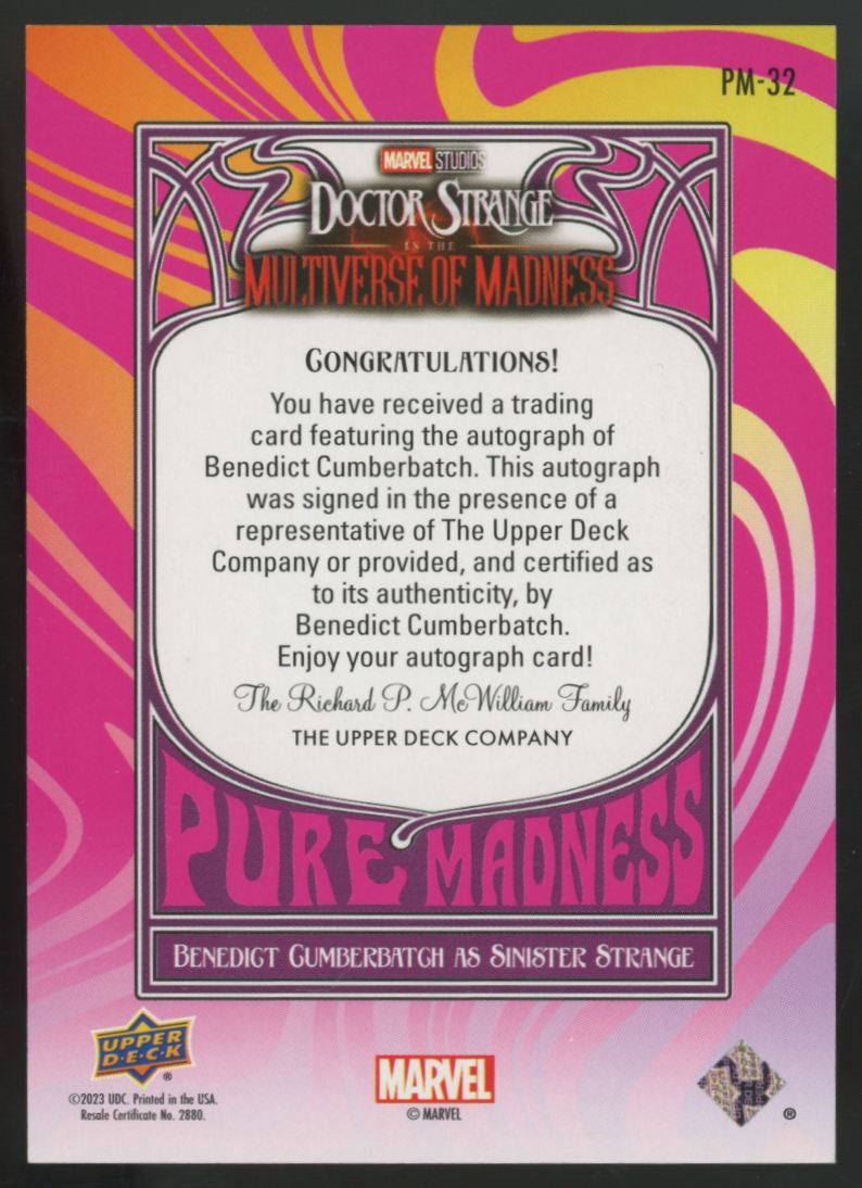 2023 UD Sinister Strange/Benedict Cumberbatch Pure Madness Auto /49 *Read*