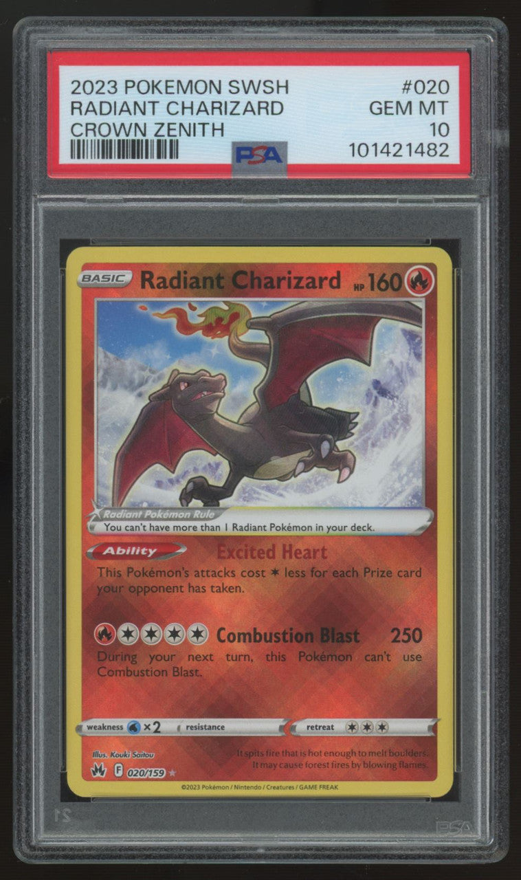 2023 Pokemon Radiant Charizard Crown Zenith #020 PSA 10 (B)