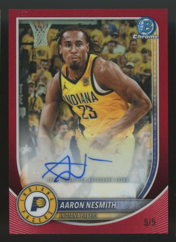 2025-26 Bowman Chrome Aaron Nesmith Red Refractor Auto /5 #BCA-AA