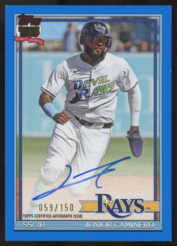 2026 Topps Series One Junior Caminero 1991 Blue Foil Auto /150 #91A-JCA