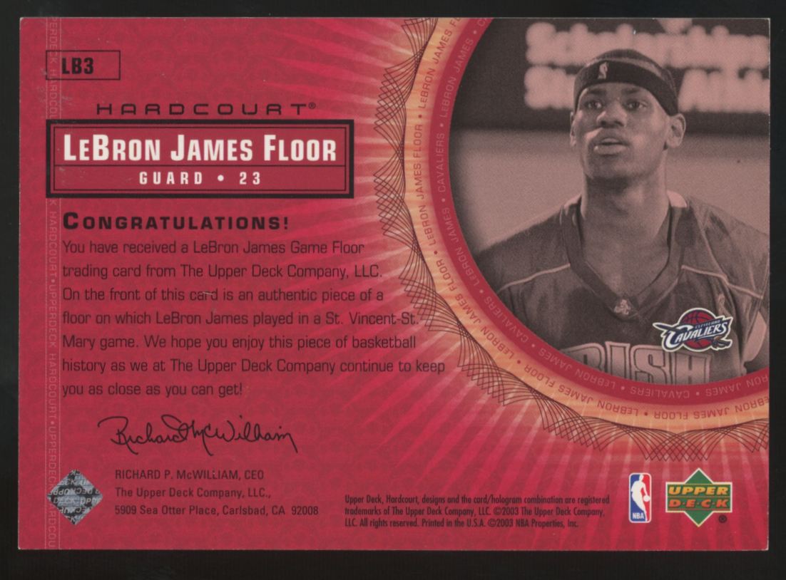 2003-04 Upper Deck Hardcourt LeBron James RC Floor Relic #LB3 "A"