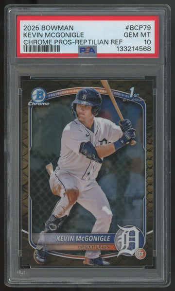 2025 Bowman Kevin McGonigle 1st Chrome Prospect Reptilian PSA 10
