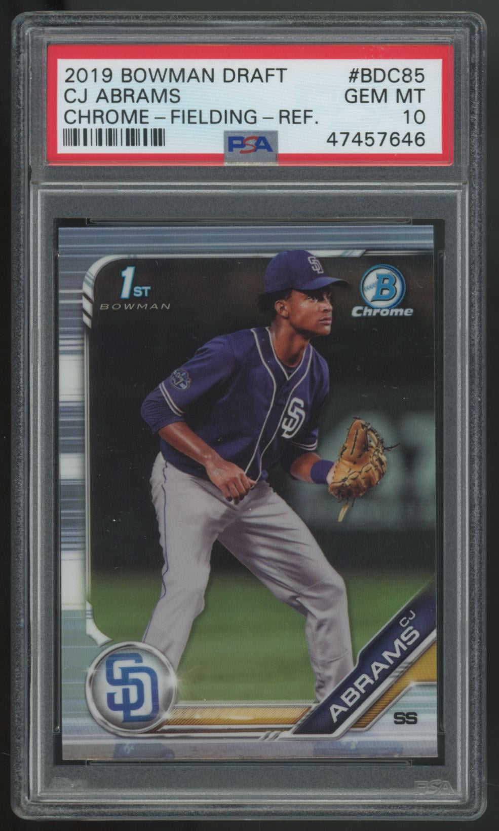 2019 Bowman Draft CJ Abrams 1st Chrome Refractor #BDC-85 PSA 10
