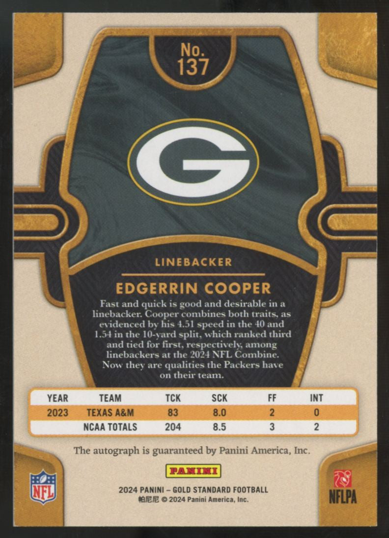 2024 Panini Gold Standard Edgerrin Cooper RC Auto /99 #137