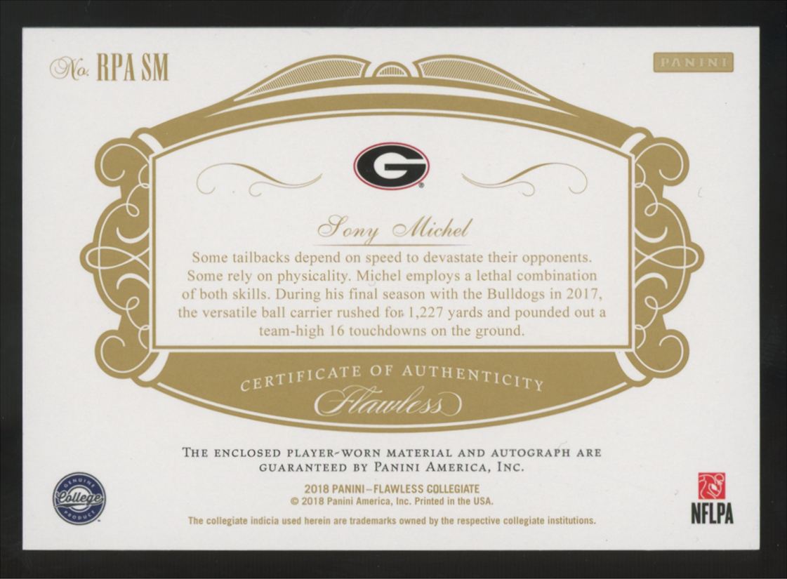 2018 Panini Flawless Sony Michel RC Patch Auto RPA /25 #RPA-SM