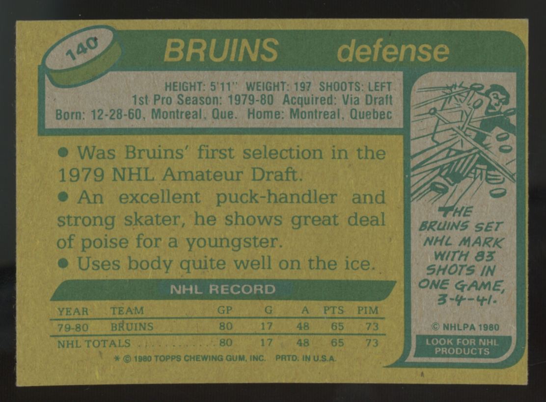 1980-81 Topps Ray Bourque RC #140 EX+ (Scratched)
