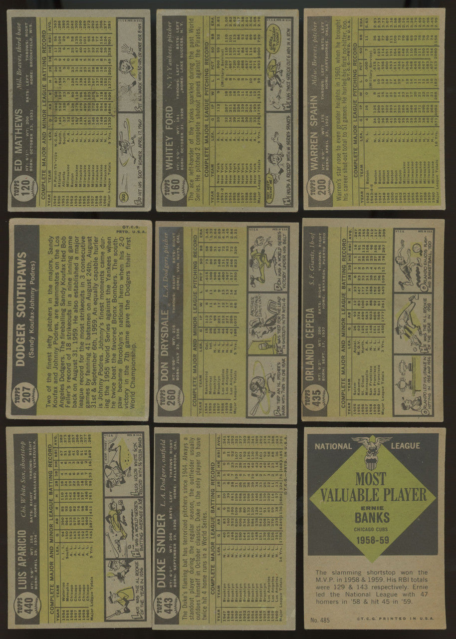 1961 Topps Baseball Near Complete Set 549/587 w/ Graded Overall VG-VG/EX