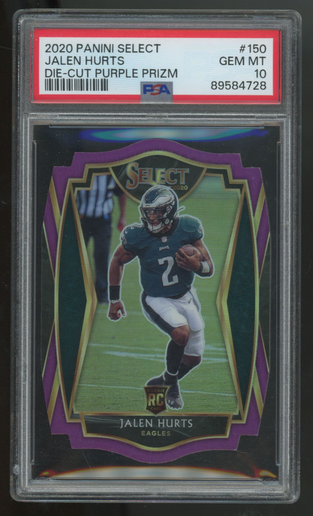 2020 Panini Select Jalen Hurts RC Die-Cut Purple Prizm #150 PSA 10
