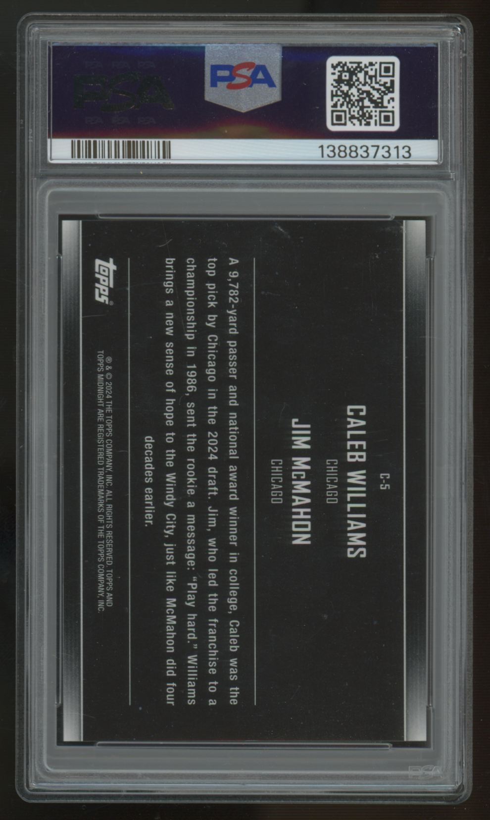 2024 Topps Midnight Jim McMahon Caleb Williams RC Constellations /35 #C-5 PSA 9