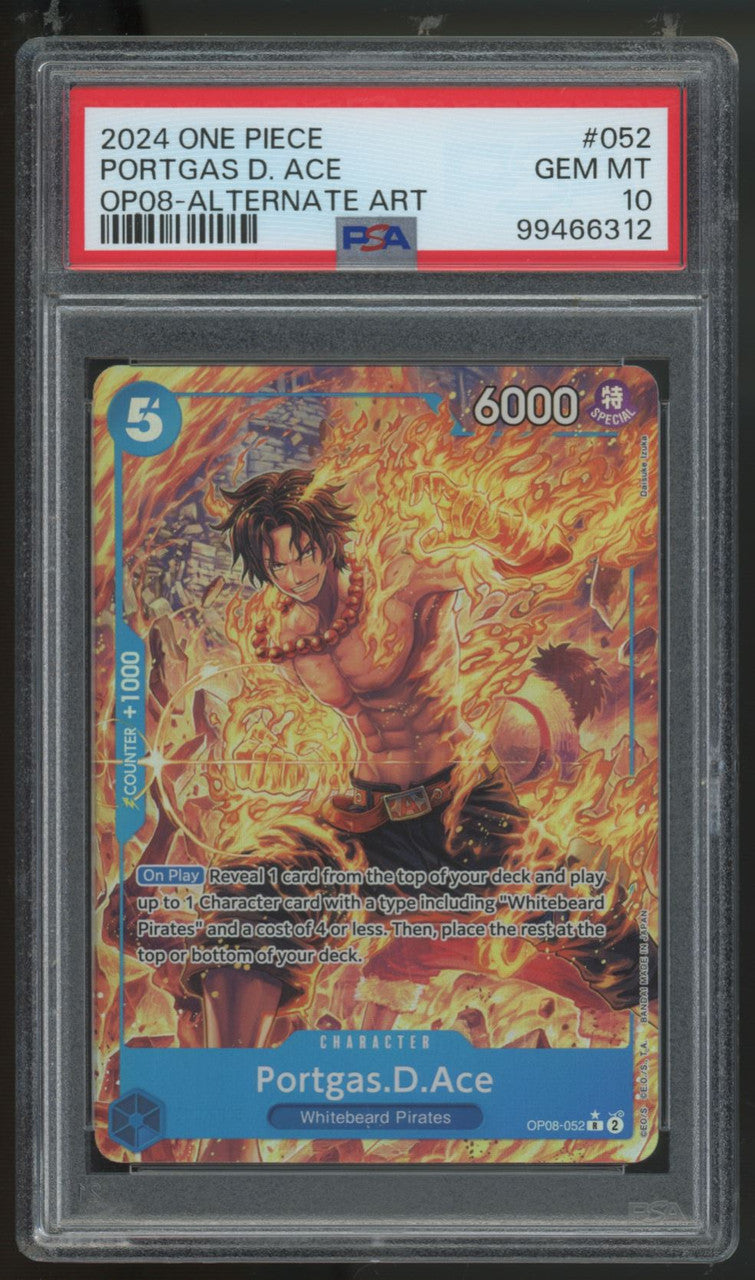 2024 One Piece Portgas D. Ace OP0 Alt Art #052 PSA 10