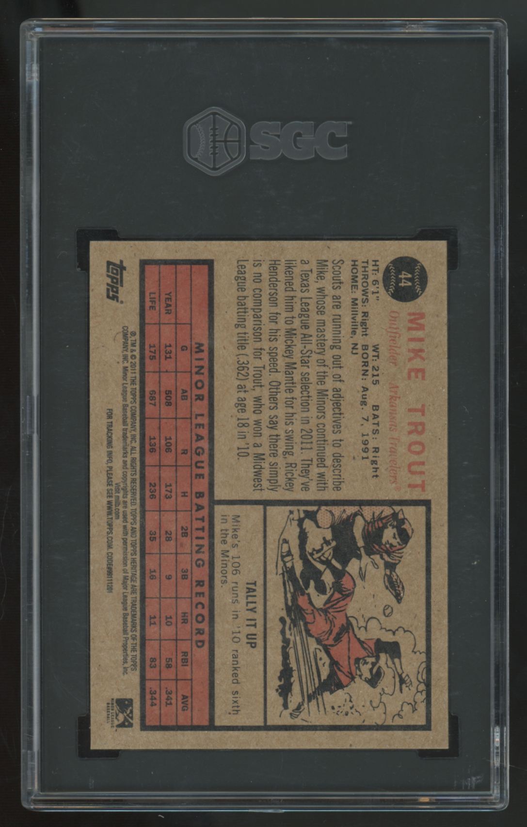 2011 Topps Heritage Minors Mike Trout #44 SGC 9 *351