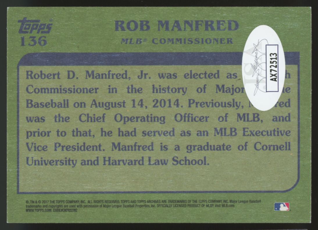 2017 Topps Archives Rob Manfred #136 Signed Autographed Card JSA