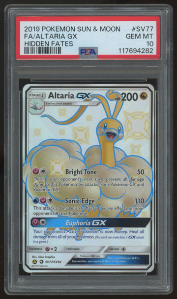 2019 Pokemon Altaria GX Hidden Fates Shiny Full Art #SV77 PSA 10